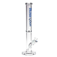 Load image into Gallery viewer, HOSS GLASS - 18&quot; 50MM STRAIGHT TUBE W/ SUPER THICK EMBOSSED BASE, COLORED LOGO &amp; CARRY BOX
